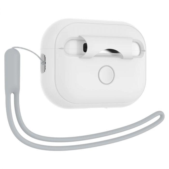 Чохол Spigen для Apple AirPods Pro 2 Silicone Fit, White+Strap Gray