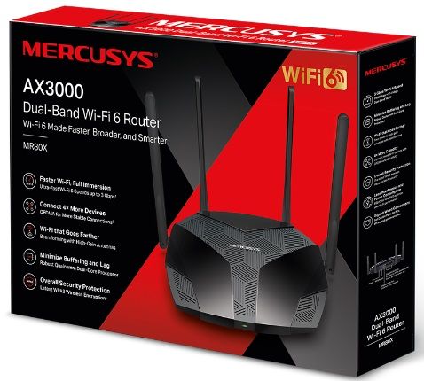 Маршрутизатор MERCUSYS MR80X AX3000 3xGE LAN 1xGE WAN MU-MIMO OFDMA