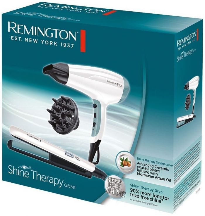 Подарунковий набір фен + випрямляч Remington S8500GP Shine Therapy GiftPack