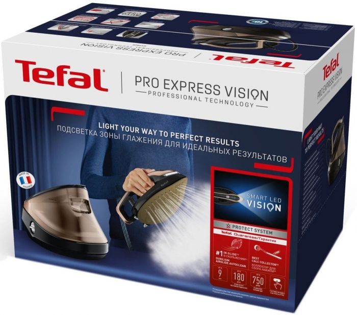 Праска-парогенератор Tefal PRO EXPRESS VISION, 3000Вт, 1100мл, паровий удар -750гр, постійна пара - 180гр, чорно-золотий