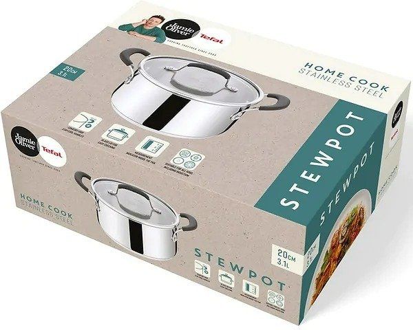 Каструля з кришкою, Tefal Jamie Oliver Home Cook, 3.1 л, 20 см, нержавіюча сталь