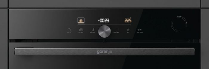 Духова шафа Gorenje електрична, 77л, A+, пара, дисплей, Wi-Fi, чорний