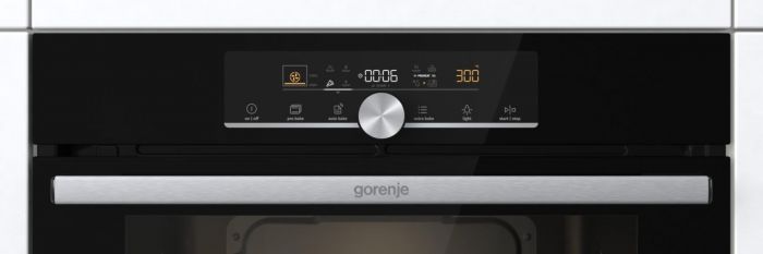 Духова шафа Gorenje електрична, 77л, A+, дисплей, покрокове випікання, чорний