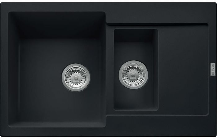 Кухонна мийка Franke Maris MRG 651-78/114.0631.461/дві чаші/фраграніт/антибактеріальний захист/780х500х200(130)/врізна/чорний матовий