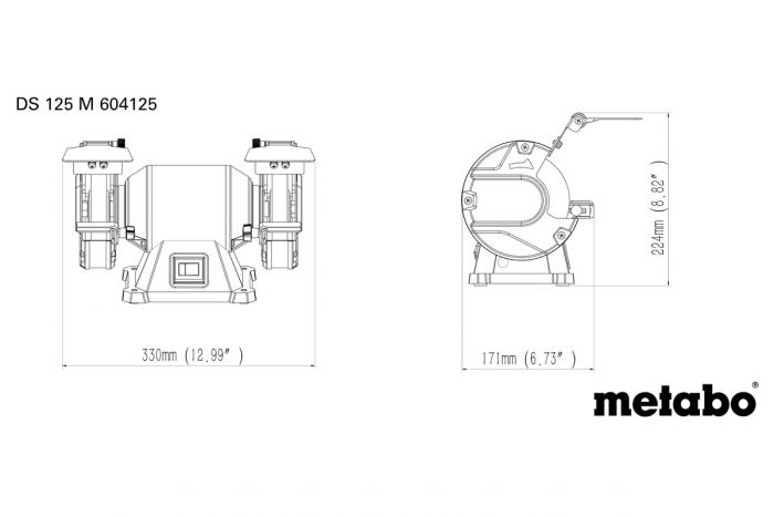 Заточувальний верстат Metabo DS 125 M, 200Вт, 125x20x20мм, 6.7кг