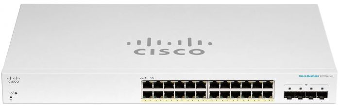 Комутатор Cisco CBS220 Smart 24-port GE, Full PoE, 4x1G SFP