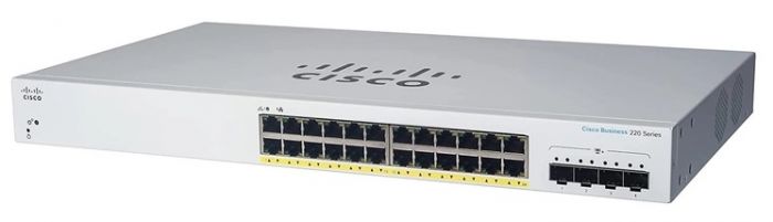 Комутатор Cisco CBS220 Smart 24-port GE, PoE, 4x1G SFP