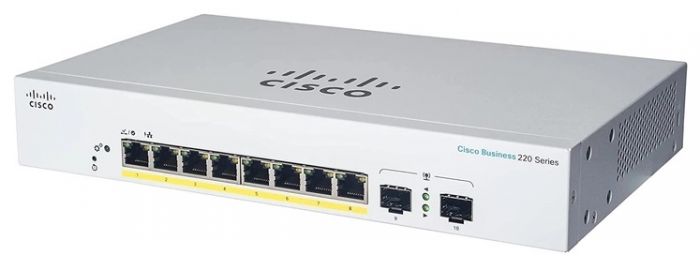 Комутатор Cisco CBS220 Smart 8-port GE, PoE, Ext PS, 2x1G SFP