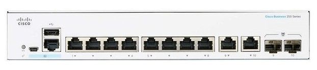 Комутатор Cisco CBS250 Smart 8-port GE, Ext PS, 2x1G Combo