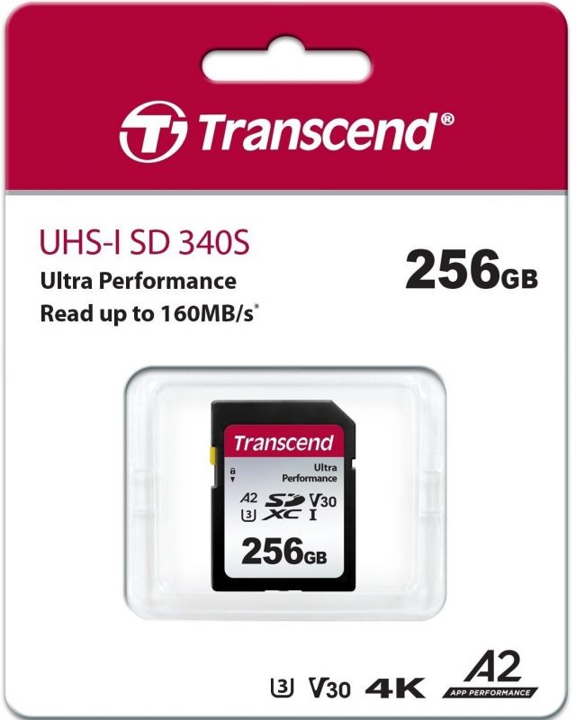 Карта пам'яті Transcend SD 256GB C10 UHS-I U3 A2 R160/W90MB/s 4K