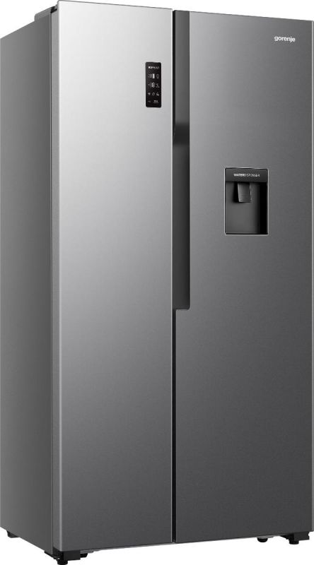 Холодильник SBS Gorenje, 179х65х91см, 2 двері, 334(174)л, А+, NF+, Зона св-ті, диспенсер, LED Диспл, Сірий