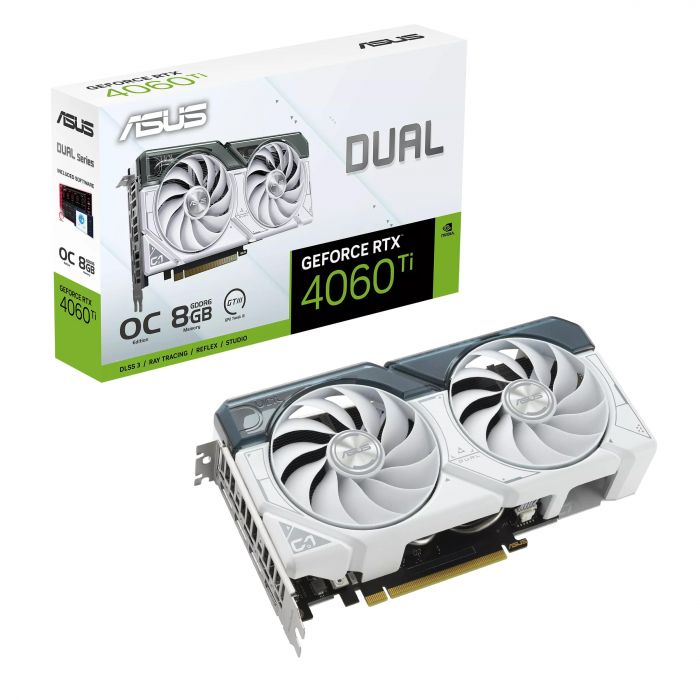 Відеокарта ASUS GeForce RTX 4060 Ti 8GB GDDR6X DUAL OC DUAL-RTX4060TI-O8G-WHITE білий