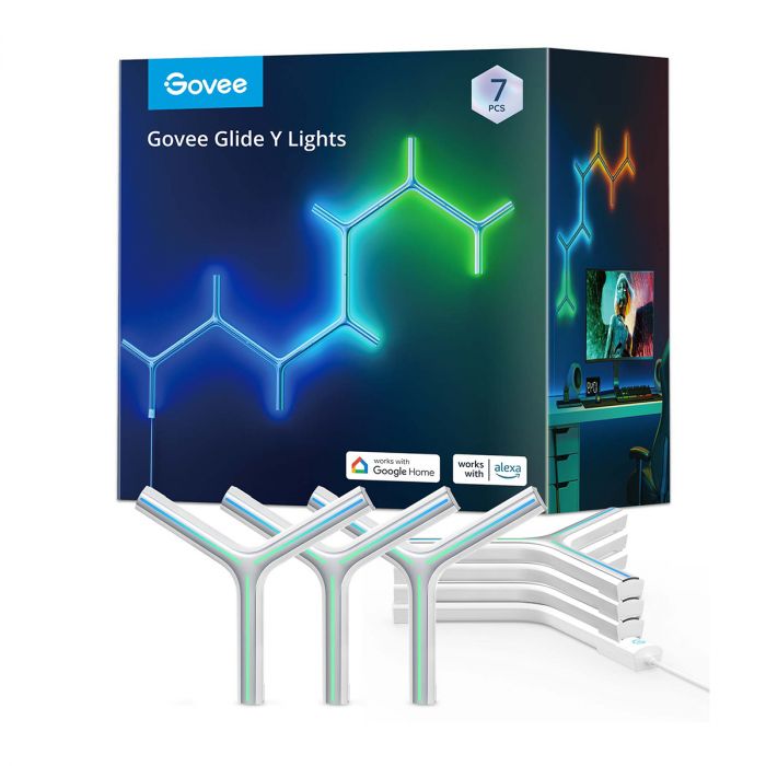 Набір настінних світильників Govee H6065 Y Shape Light Panel, 7шт, RGBIC, WI-FI/Bluetooth, білий