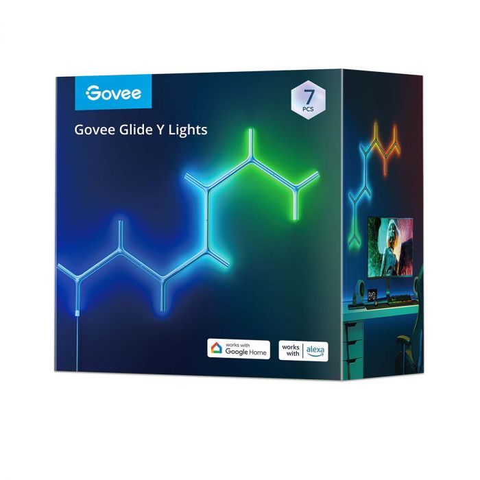 Набір настінних світильників Govee H6065 Y Shape Light Panel, 7шт, RGBIC, WI-FI/Bluetooth, білий