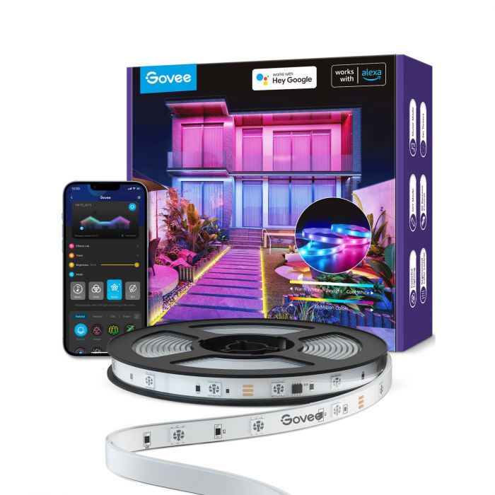 Стрічка світлодіодна розумна Govee H6172 Phantasy Outdoor LED, 10м, RGBIC, WI-FI/Bluetooth, білий