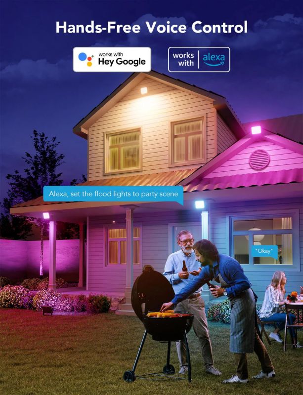 Набір настінних світильників Govee H7060 LED Smart Flood Lights, 4шт, RGBICWW, WI-FI/Bluetooth, чорний