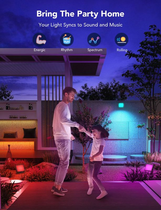 Набір настінних світильників Govee H7060 LED Smart Flood Lights, 4шт, RGBICWW, WI-FI/Bluetooth, чорний