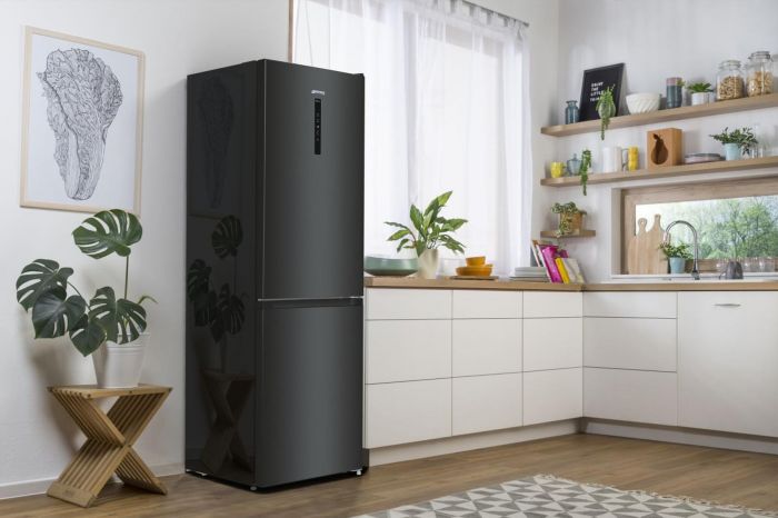 Холодильник Gorenje NRK619EABXL4 з нижн. мороз. камерою, 185х60х60см, 2 дв., Х- 204л, М- 96л, A+, NoFrost Plus, Fresh zone, чорний