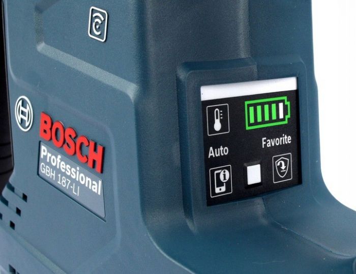 Перфоратор акумуляторний Bosch GBH 187-LI, патрон SDS-plus 24мм, 18В 1х5Аг, 2.4Дж, 3 режими, 980об/хв, 3кг