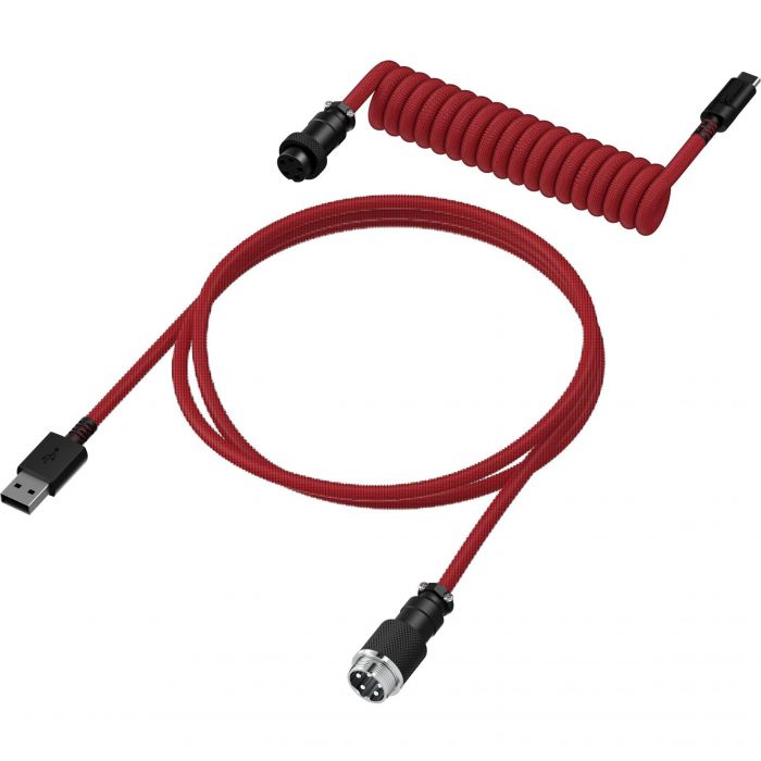 Кабель HyperX USB-A - USB-C спіральний, 1.37м Red/Black