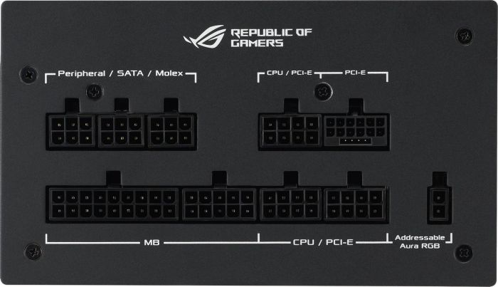 Блок живлення ASUS ROG STRIX AURA  (850W), >90%, 80+ Gold, 135мм, 1xMB 24pin(20+4), 2xCPU 8pin(4+4), 4xMolex, 5xSATA, 4xPCIe 8pin(6+2), Fully Modular, ARGB, ROG-STRIX-850G-AURA-GAMING