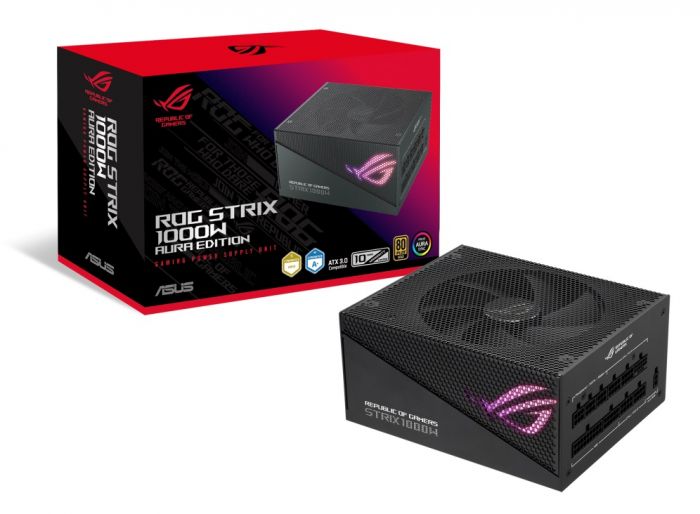 Блок живлення ASUS ROG STRIX AURA (1000W), >90%, 80+ Gold, 135мм, 1xMB 24pin(20+4), 2xCPU 8pin(4+4), 4xMolex, 5xSATA, 4xPCIe 8pin(6+2), Fully Modular, ARGB, ROG-STRIX-1000G-AURA-GAMING