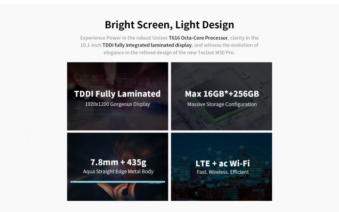 Планшет Teclast M50 Pro 10.1" 8ГБ, 256ГБ, LTE, 6000мА•год, Android, блакитний
