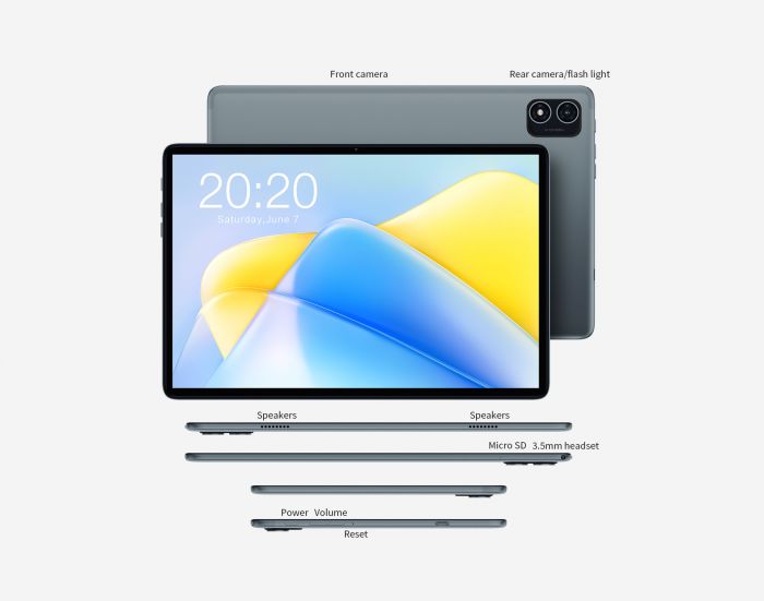 Планшет Teclast P40HD 10.1" 8ГБ, 128ГБ, LTE, 6000мА•год, Android, сірий