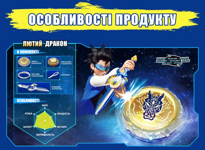 Дзиґа Infinity Nado VI серія Advanced Pack Fury Wave Dragon Лютий Дракон