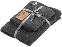 Набір рушників махрових Ardesto Lotus 2 шт., 50х90см, 70х140см, 100% бавовна, графіт