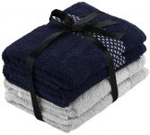 Набір рушників махрових Ardesto Holiday 4 шт., 50х90см, 2 шт. - індиго, 2 шт. -  сріблястий, 100% бавовна