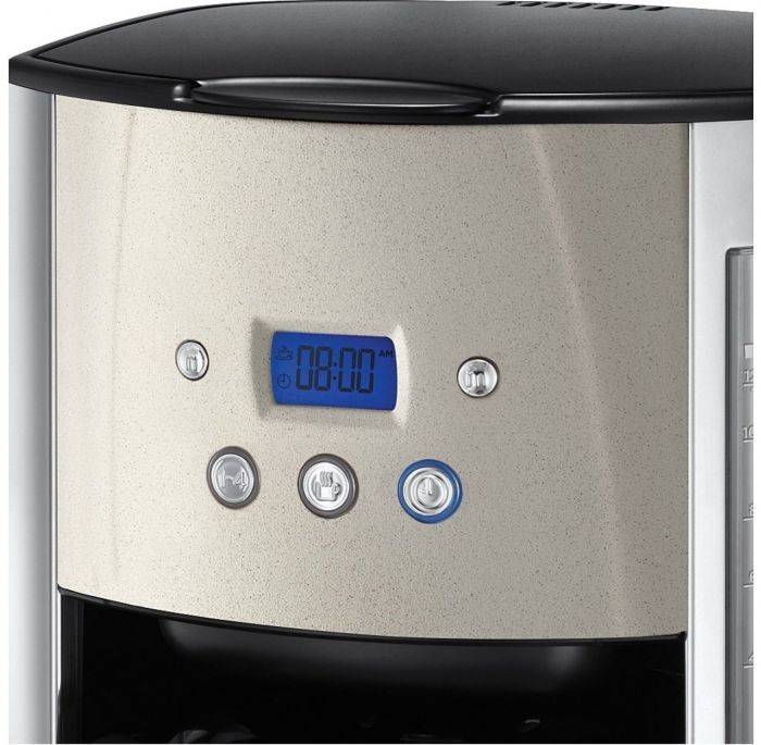 Кавоварка Russell Hobbs крапельна Luna Stone, 1.5л, мелена, LED-дисплей, підігрів чашок, чорно-сріблястий