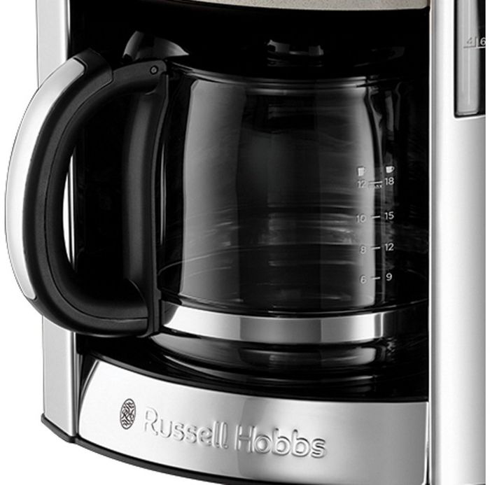 Кавоварка Russell Hobbs крапельна Luna Stone, 1.5л, мелена, LED-дисплей, підігрів чашок, чорно-сріблястий