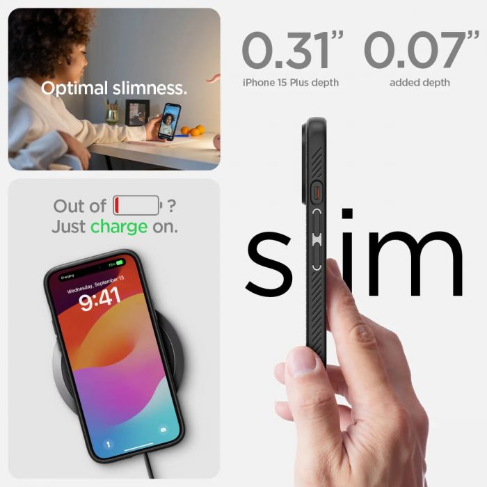 Чохол Spigen для Apple iPhone 15 Plus Liquid Air, Matte Black