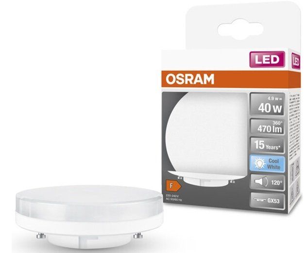 Лампа світлодіодна OSRAM LED STAR, 4.9W, 470Lm, 4000K, GX53
