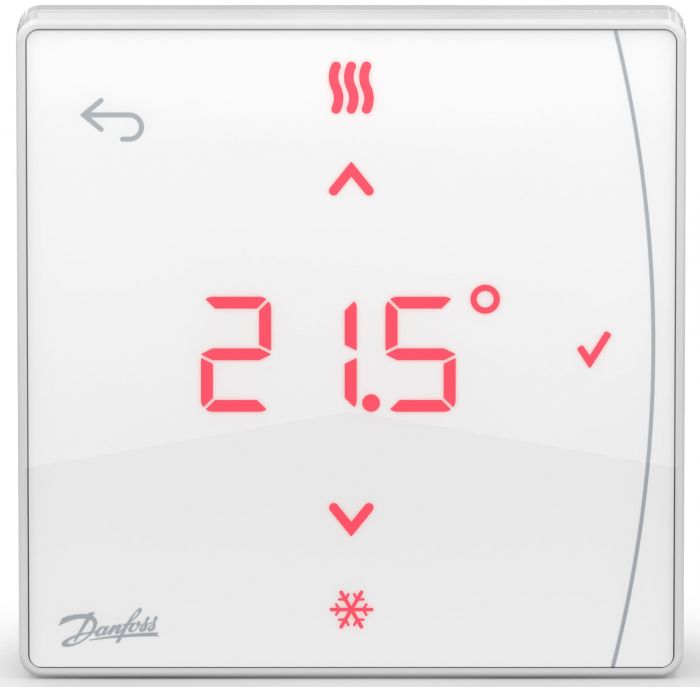 Терморегулятор Danfoss Icon2 Featured RT, IR датчик, +5...35 °C, програмований, бездротовий, накладний, 3В, білий