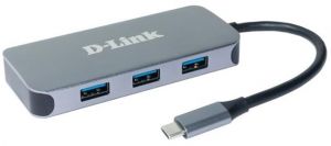 USB-Концентратор D-Link DUB-2335 3xUSB3.0, 1xUSB-C/PD, 1xHDMI 1.4b, 1xGE, USB-C