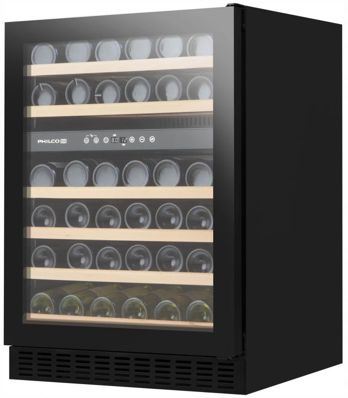 Холодильник Philco для вина, 85 х 59,5 х 57, холод.відд.-135л, зон - 2, бут-46, диспл, підсвітка, чорний