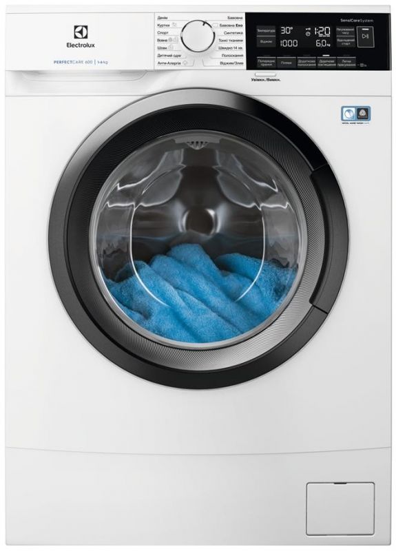 Пральна машина Electrolux фронтальна, 6кг, 1000, A+++, 41см, дисплей, білий