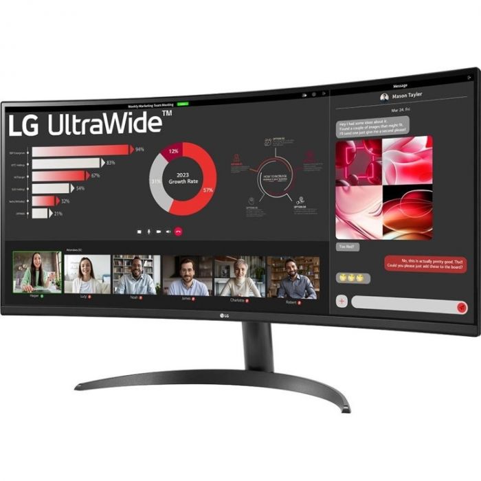 Монітор LG 34" 34WR50QC-B 2xHDMI, DP, Audio, VA, 3440x1440, 100Hz, sRGB 99%, CURVED, FreeSync, HDR10