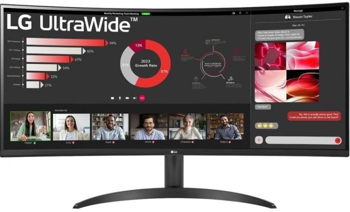 Монітор LG 34" 34WR50QC-B 2xHDMI, DP, Audio, VA, 3440x1440, 100Hz, sRGB 99%, CURVED, FreeSync, HDR10