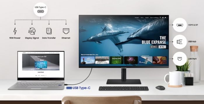 Монітор Samsung 27" S27A600U HDMI, DP, USB, MM, IPS, 2560x1440, 75Hz