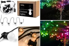 Гірлянда Smart LED Twinkly Festoon RGB 20, G45, Gen II, IP44, 10м, кабель чорний
