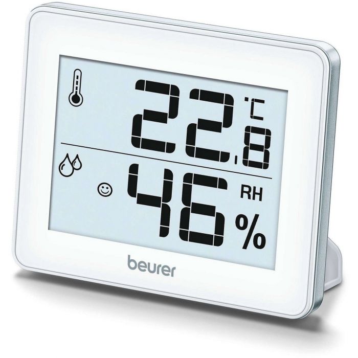 Термогігрометр Beurer, внутр. вимірювання, темп-ра, вологість, час, CR2025х1, в комплекті, білий