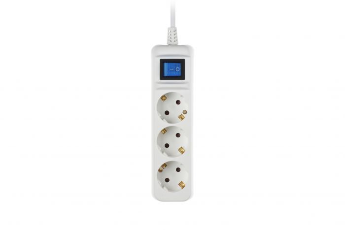 Мережевий подовжувач 2E 3XSchuko з вимикачем, 3G*1.5мм2, 1.5м, white