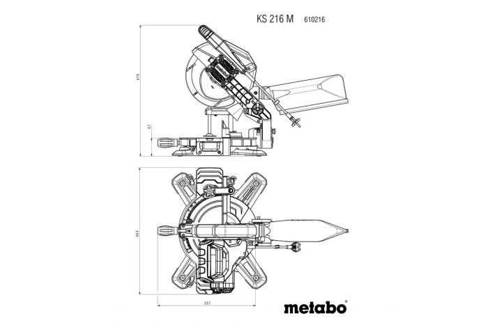 Пила торцювальна Metabo KS 216 M, 1100Вт, диск 216мм, пропил 60/45мм, 8.7кг