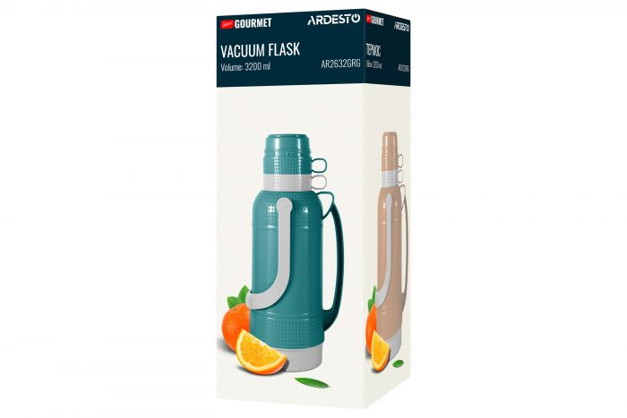 Термос ARDESTO Gemini Gourmet, 3200мл, пластик, боросилікатне скло, коричневий