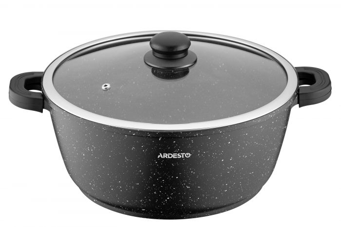 Каструля зі скляною кришкою ARDESTO Gemini Anzio, 6.4л, алюміній, чорний