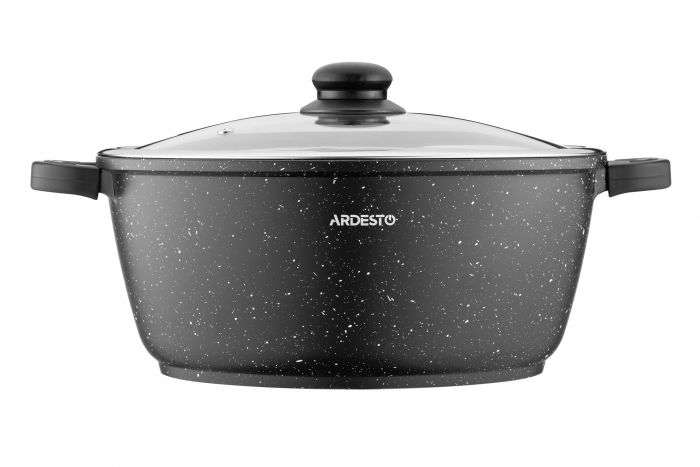 Каструля зі скляною кришкою ARDESTO Gemini Anzio, 6.4л, алюміній, чорний