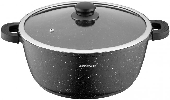 Каструля зі скляною кришкою ARDESTO Gemini Anzio, 6.4л, алюміній, чорний